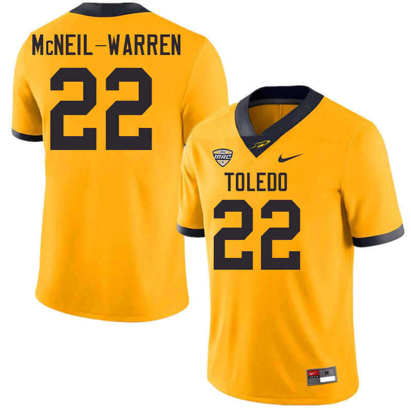 Toledo Rockets #22 Emmanuel McNeil-Warren College Football Jerseys Stitched Sale-Gold